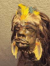 Jivaro/Tsantsa Shrunken Head Art Piece Reproduction w/ Real Human Hair picture