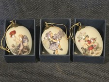 Reutter Porzellan Frederick Warne Flower Fairy Egg Ornaments Lot/3 Germany NIB picture