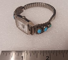 Old Pawn? Navajo Vintage Silver, Turquoise And Coral Ladies Watch Band picture