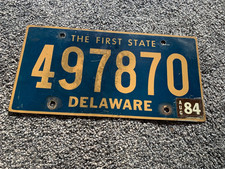 Vintage 1984 Delaware The First State License Plate  #497870  picture