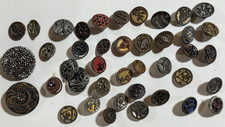 Vintage Antique Metal Buttons Lot of 45 Ornate Floral Designs Mixed Colors picture
