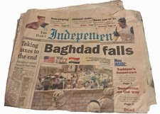 Rare April 9, 2003 Baghdad Falls Historical Newspaper Ashland Kentucky Daily picture