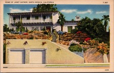 Janet Gaynor Home Santa Monica California Linen Postcard Tichnor Art Co. picture