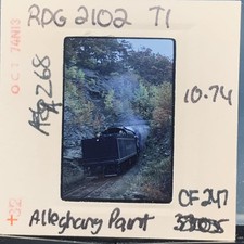Vintage 1974 RDG 2102 T1 Steam Locomotive Allegheny Paint Train 35mm Slide picture