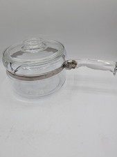 Vintage PYREX Flameware 6324-B 2 Qt Glass Saucepan Locking Lid Handle USA picture
