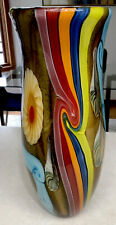 Vintage Murano Millefiori Art Glass Vase Multi Color Rainbow genuine Rare Italy picture