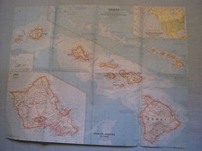 VINTAGE HAWAII MAP National Geographic July 1960 picture