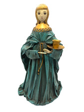 Vintage MCM Papier Mache Turquoise Christmas Angel Candle Holder Japan 14