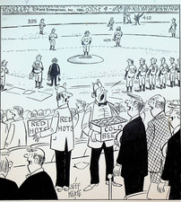 Jeff Keate Time Out Comic Strip Original Art Baseball April 11 1983 Beer Vendor picture