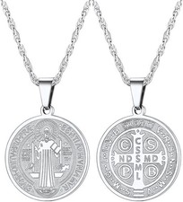 Collar colgante religiosa medalla de San Benito de acero inoxidable picture