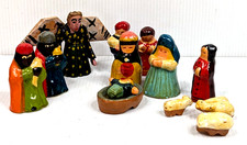 Vintage Mexican Folk Art Nativity Set 13 Pieces Colorful Folk Art picture