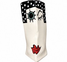 Vintage Jerilynn Babroff Signed Winking Face Vase Pop Art Ceramic Sculpture picture