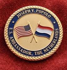 Rare Authentic Trump 47 US Netherlands Ambassador Joseph Popolo Challenge Coin picture
