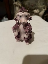 Vintage Poodle with Flowers ceramic spaghetti trim approx. 5