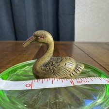 Vintage Miniature 1.5 inches Long Solid Brass Swan Figurine picture