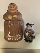 Twin Winton Monk Cookie Jar c. 1960 & Antique Monk Majolica Pitcher c.1900 picture