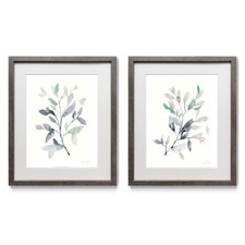 Renditions Gallery Water Branches II Framed Artwork Set, Pink/Green, Silver picture