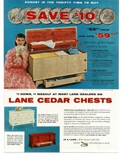 1956 Lane Cedar Hope Chest on sale Pretty girl holding money Vintage Print Ad picture