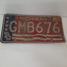 Centennial Michigan License Plate GMB 676 Red White Blue 1978 Tag picture