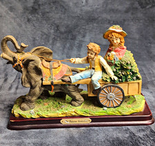 The Juliana Collection Elephant Pulling Cart Figurine w/ Children, 3D Resin picture