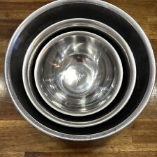 Metro Korea Stainless Steel Mixing Bowl Set Of 3 Nesting Baking Vintage Kitchen picture