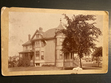 Antique Victorian House Photo Queen Anne Turret Architecture Cabinet 5.25x8.5 picture
