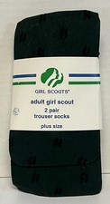 Vintage Girl Scout 2 Pair Green Trouser Socks NOS Plus Size  picture