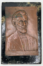 Historically Important Abraham Lincoln Bronze Plaque/Marble, Signed J. Kratina picture