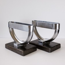 Norman Bel Geddes Revere Crescent Candlestick Holders Pair c.1935 Art Deco picture
