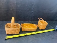 Longaberger 1999 2001 Baskets lot of 3 small woven basket picture