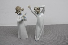 Vtg Retired Lladro #4871 Girl W/Guitar And #4870 Boy Yawning Hand Made In Spain picture
