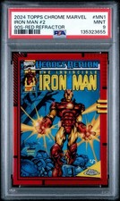 2024 Topps Chrome Marvel Iron Man #2 90s Red Refractor /5 PSA 9 picture