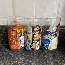 Vintage 1977 Star Wars Burger King Glasses Set Of 3 Han Solo C-3PO Skywalker picture