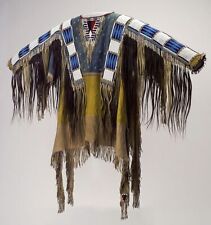 Old American Buckskin Beaded Fringes Powwow Regalia Red Cloud's War Shirt picture