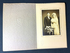 Vintage Original Black & White Wedding Couple Portrait Photo, Embossed picture