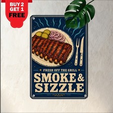 Barbecue Smokehouse Grilled Ribs Food Poster Retro Metal Tin Sign Decor picture