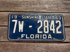 1963 Florida License Plate 7W 2842 Orange County picture