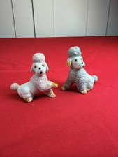 Vtg Bradley Exclusives Japan Spaghetti Poodle Figurines Pair Pink Blue 2.5” picture