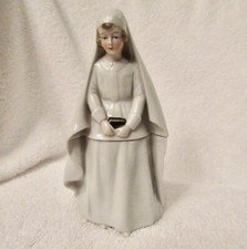 Vintage German Porcelain Nun Powder Jar Trinket Box Rare Superb Minty picture