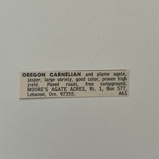 Moore's Agate Acres Oregona Carnelian & Plume Agate Lebanon OR 1968 Ad SAH8-S47 picture