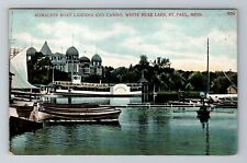 St Paul MN-Minnesota, White Bear Lake, Romaleys Boat Landing, Vintage Postcard picture