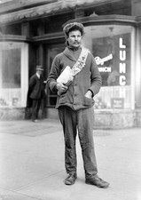 Early 1900s man American city holding books or papers wearing a me- Old Photo picture