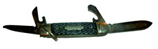 Vintage Imperial Prov RI USA 4 Blade Multi Tool Pocket Knife Black Jigged Handle picture