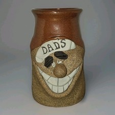 Mark Hines Mug Studio Pottery Dads Funny Ugly Face Large Brown USA picture