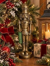 RARE HTF Viral Balsam & Fir 16” Gold Nutcracker Soldier Christmas Decor NWT picture