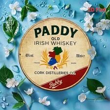 Vintage Paddy Old Irish Whiskey Round Tin Metal Signs Home Décor 8x8  picture