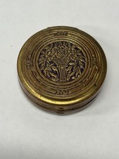 Antique Brass Embossed Art Deco POMPEIAN BLOOM Compact With Mirror - NO PUFF picture