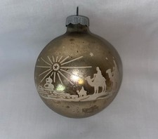VTG gold tone Mercury Glass Wisemen Ornament Stencil 2.5