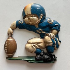 Vintage Homco Football Player Wall Plaque 1976 No 12 Blue Jersey Decor USA Made picture