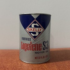 Vintage Skelly Tagolene - S-3 1 qt Full Motor Oil Can NOS S.A.E. 40 Red & Blue picture